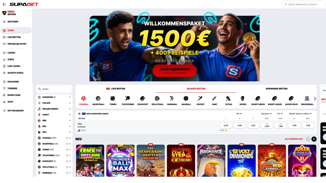 supabetcasinos.de Online-Casino und Sportwetten Plattform