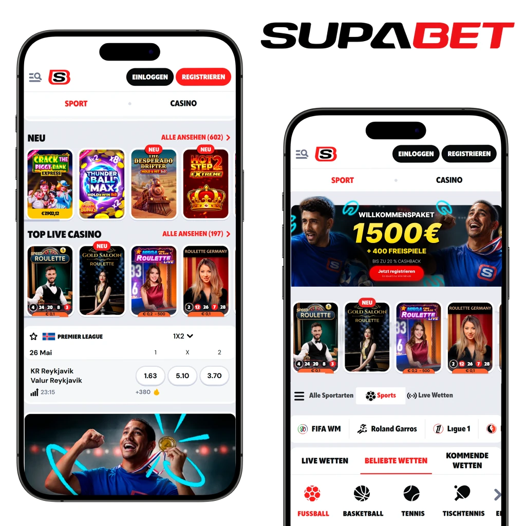 supabetcasinos.de Mobile App auf dem Smartphone