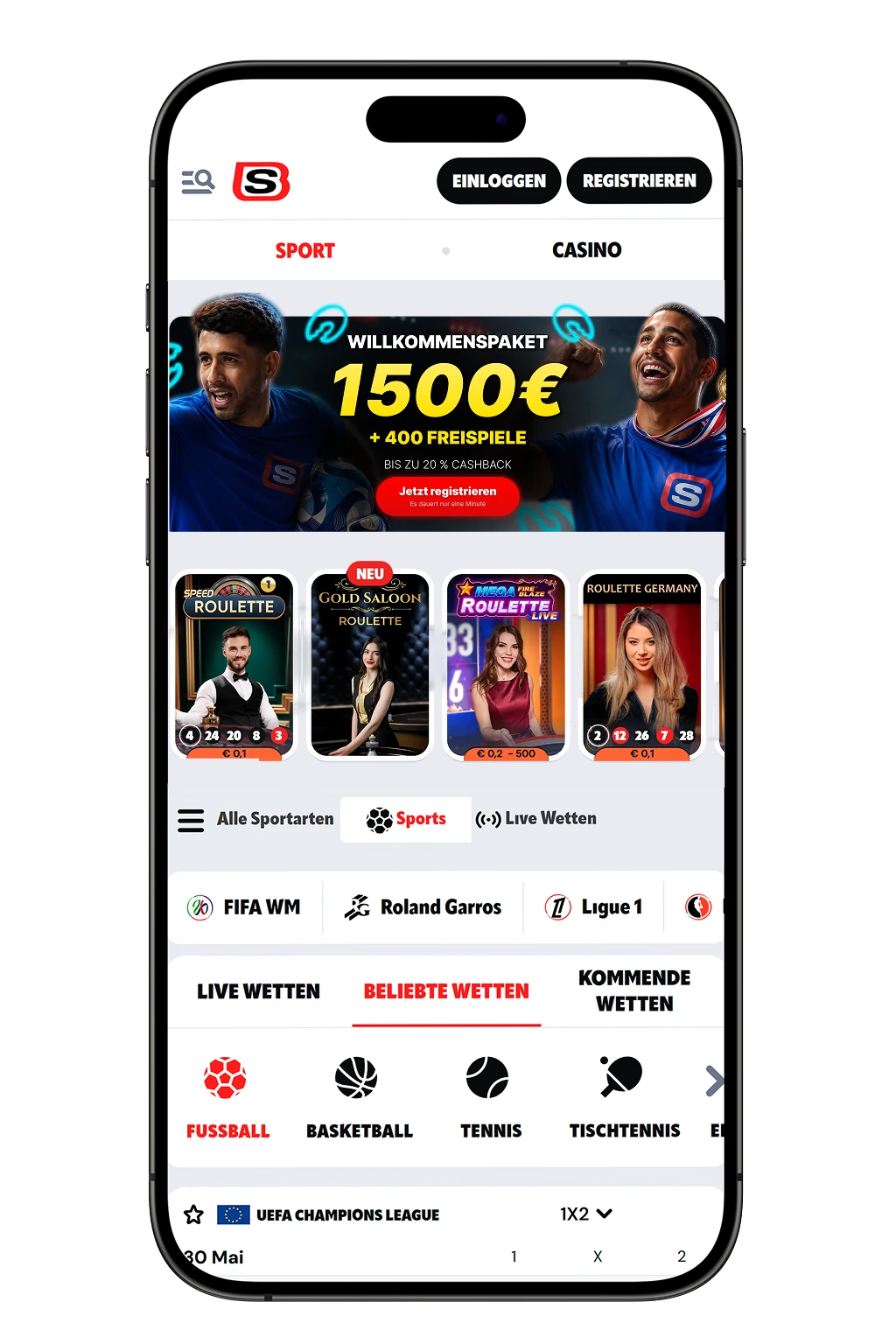 supabetcasinos.de Mobile App auf dem Smartphone