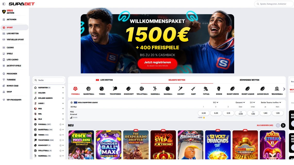 supabetcasinos.de Online-Casino und Sportwetten Plattform